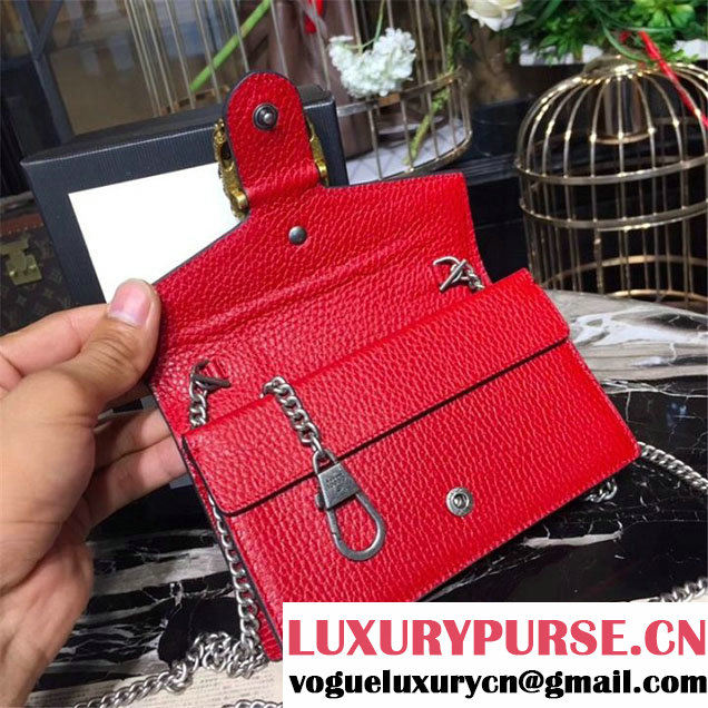 Gucci Dionysus Super Mini Bag with Crystals Calfskin Leather 17cm 476432 Fall Winter 2017 Collection Red
