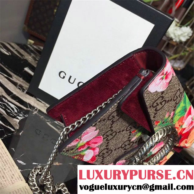 Gucci Dionysus GG Blooms Super Mini Bag Calfskin Leather 17cm 476432 Fall Winter 2017 Collection Beige Burgundy