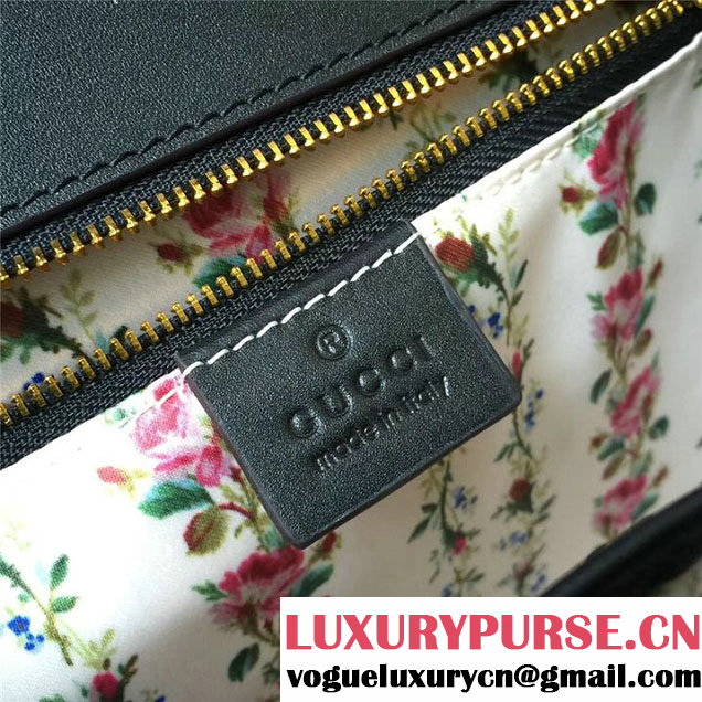 Gucci Bamboo Classic Frame Print Top Handle Satchel 27cm Bag 495880 Calfskin Leather 30cm Fall Winter 2017 Collection Black