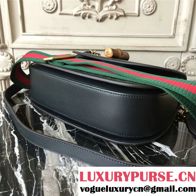 Gucci Bamboo Classic Frame Print Top Handle Satchel 27cm Bag 495880 Calfskin Leather 30cm Fall Winter 2017 Collection Black