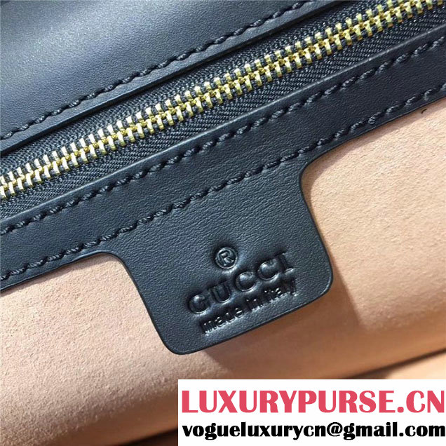 Gucci Sylvie Animal Studs 31cm Bag 470270 Calfskin Leather Spring Summer 2017 Collection Black