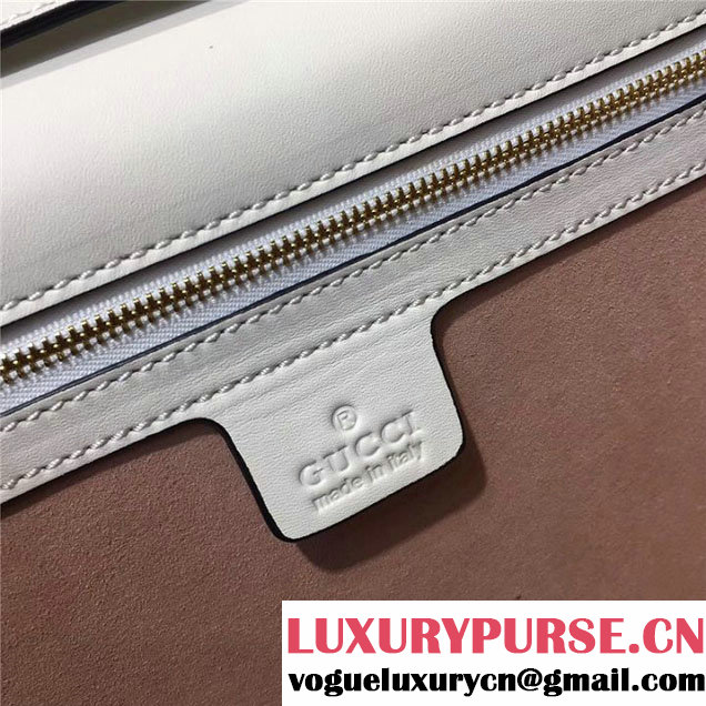 Gucci Sylvie Animal Studs 31cm Bag 470270 Calfskin Leather Spring Summer 2017 Collection White