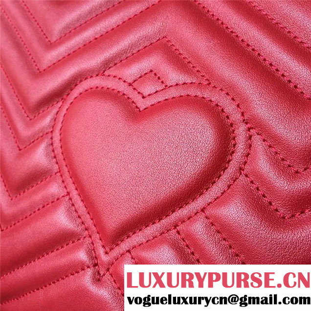 Gucci GG Marmont Chevron Quilted Top Handle Camera 25cm Bag Calfskin Leather 498100 Fall Winter 2017 Collection Red