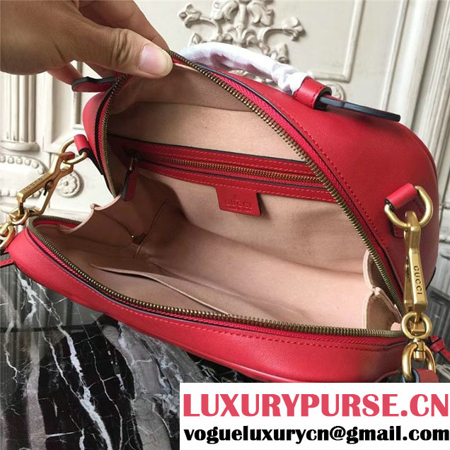 Gucci GG Marmont Chevron Quilted Top Handle Camera 25cm Bag Calfskin Leather 498100 Fall Winter 2017 Collection Red