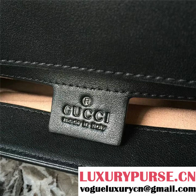 Gucci GG Marmont Chevron Quilted Top Handle 26cm Bag with Chain Strap Calfskin Leather 498110 Fall Winter 2017 Collection Black