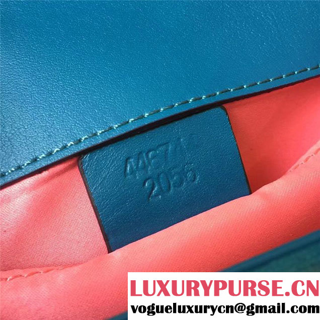 Gucci Marmont Chevron Beetle Embroidered Velvet Shoulder Bag 22cm 443497 Fall Winter 2017 Collection Turquoise