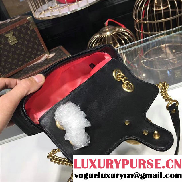 Gucci Marmont Chevron Velvet Shoulder Bag 22cm 443497 Fall Winter 2017 Collection Black