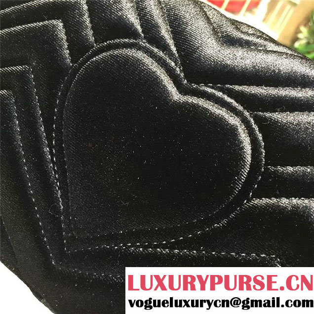 Gucci Marmont Chevron Velvet Shoulder Bag 22cm 443497 Fall Winter 2017 Collection Black