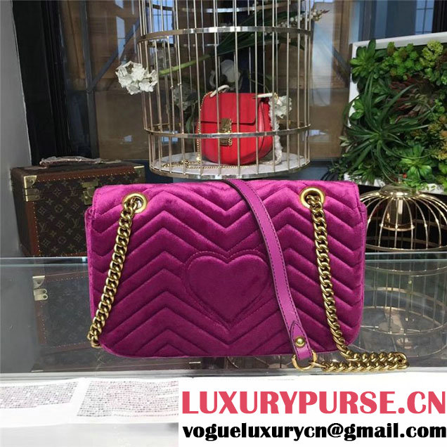 Gucci Marmont Chevron Velvet Shoulder Bag 26cm 443497 Fall Winter 2017 Collection Purple
