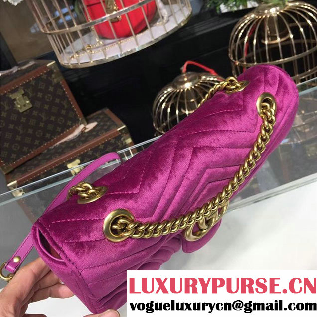 Gucci Marmont Chevron Velvet Shoulder Bag 26cm 443497 Fall Winter 2017 Collection Purple
