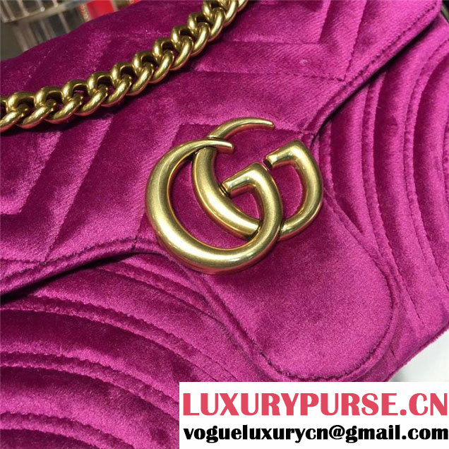 Gucci Marmont Chevron Velvet Shoulder Bag 26cm 443497 Fall Winter 2017 Collection Purple
