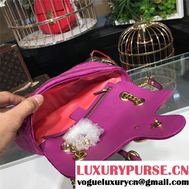 Gucci Marmont Chevron Velvet Shoulder Bag 26cm 443497 Fall Winter 2017 Collection Purple