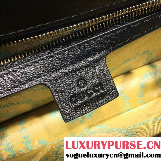 Gucci Ottilia Top Handle Bamboo Bag with Animal Studs 25cm 488712 Python Calfskin Leather Fall Winter 2017 Collection Black