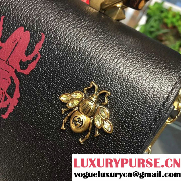 Gucci Ottilia Top Handle Bamboo Bag with Animal Studs 25cm 488712 Python Calfskin Leather Fall Winter 2017 Collection Black