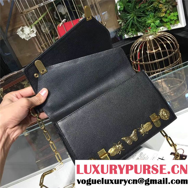 Gucci Ottilia Top Handle Bamboo Bag with Animal Studs 25cm 488712 Python Calfskin Leather Fall Winter 2017 Collection Black