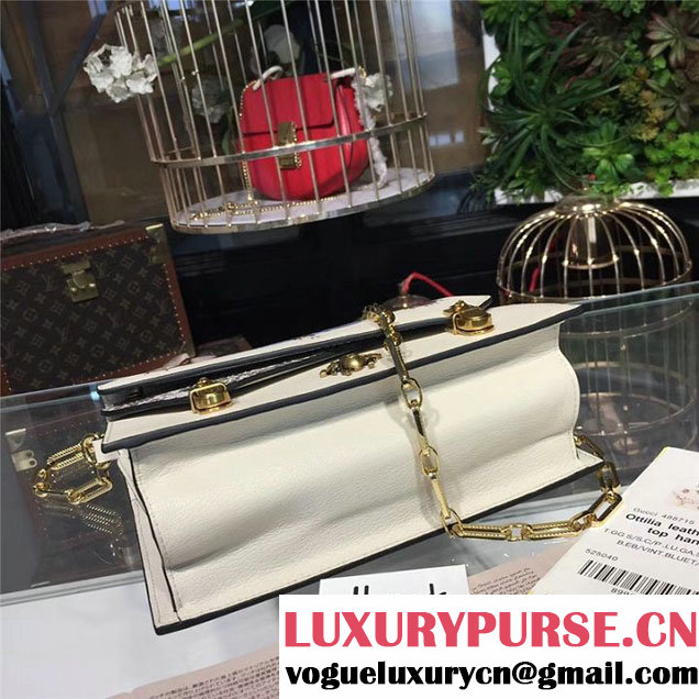 Gucci Ottilia Top Handle Bamboo Bag with Animal Studs 25cm 488712 Python Calfskin Leather Fall Winter 2017 Collection White