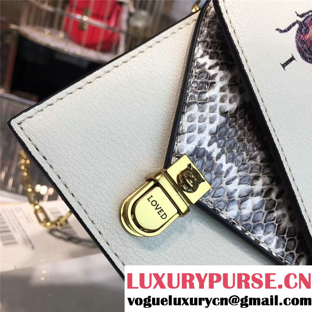 Gucci Ottilia Top Handle Bamboo Bag with Animal Studs 25cm 488712 Python Calfskin Leather Fall Winter 2017 Collection White
