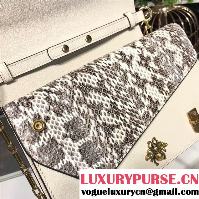 Gucci Ottilia Top Handle Bamboo Bag with Animal Studs 25cm 488712 Python Calfskin Leather Fall Winter 2017 Collection White