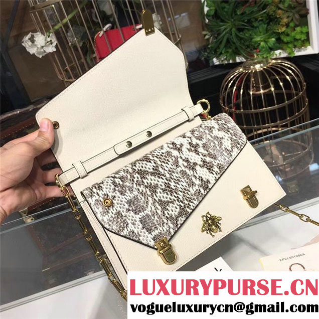 Gucci Ottilia Top Handle Bamboo Bag with Animal Studs 25cm 488712 Python Calfskin Leather Fall Winter 2017 Collection White