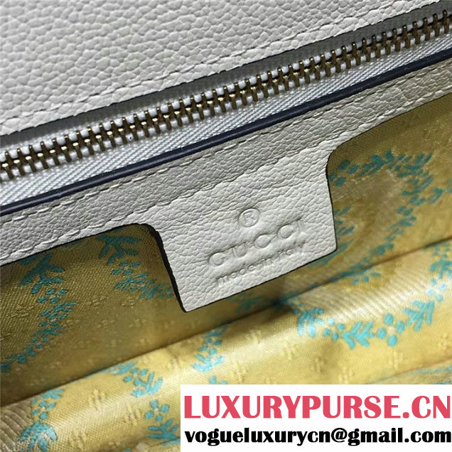 Gucci Ottilia Top Handle Bamboo Bag with Animal Studs 25cm 488712 Python Calfskin Leather Fall Winter 2017 Collection White