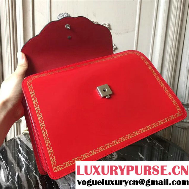 Gucci Frame Print Bamboo Top Handle 30cm Bag Calfskin Leather 495881 Fall Winter 2017 Collection Red
