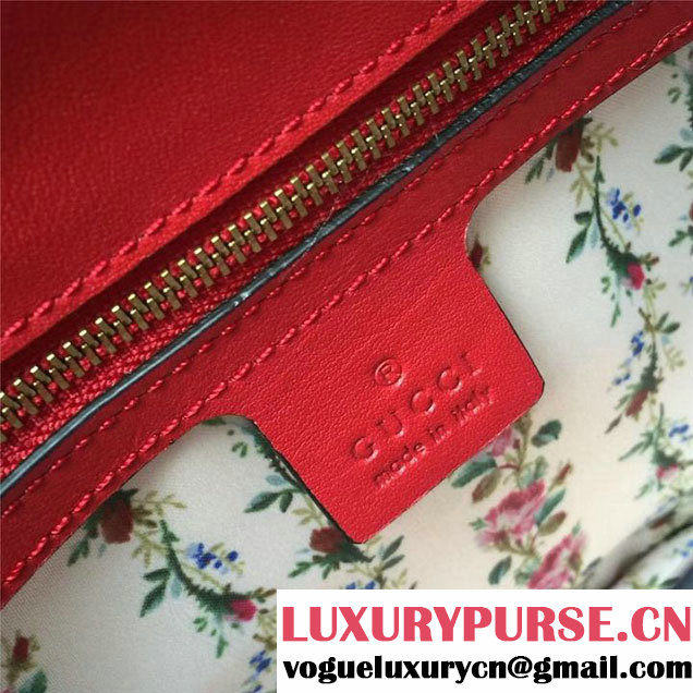 Gucci Frame Print Bamboo Top Handle 30cm Bag Calfskin Leather 495881 Fall Winter 2017 Collection Red