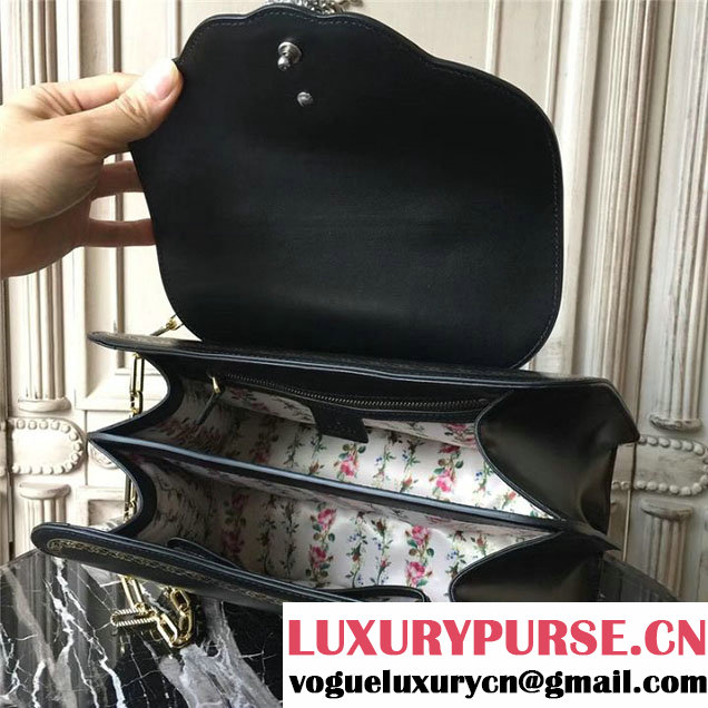Gucci Frame Print Bamboo Top Handle 30cm Bag Calfskin Leather 495881 Fall Winter 2017 Collection Black