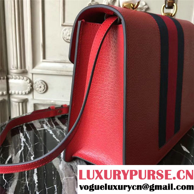 Gucci Falena Moth Bamboo Top Handle Leather Satchel Bag Calfskin Leather 30cm 488691 Fall Winter 2017 Collection Red