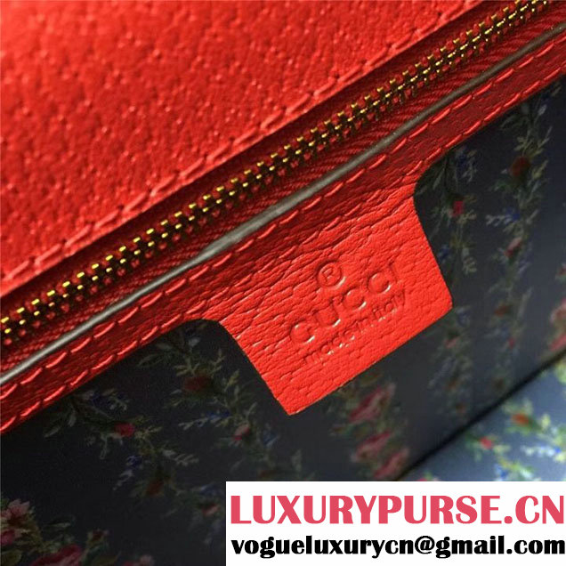 Gucci Falena Moth Bamboo Top Handle Leather Satchel Bag Calfskin Leather 30cm 488691 Fall Winter 2017 Collection Red