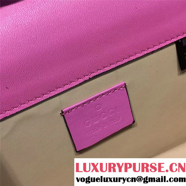 Gucci Broadway Bee Velvet Shoulder Bag with Crystals 18cm 489218 Fall Winter 2017 Collection Raspberry