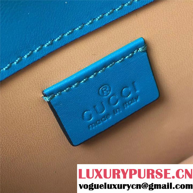 Gucci Broadway Bee Velvet Shoulder Bag with Crystals 18cm 489218 Fall Winter 2017 Collection Turquoise