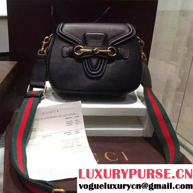 Gucci Lady Web Hand Stained Shoulder Original Leather Bag Black