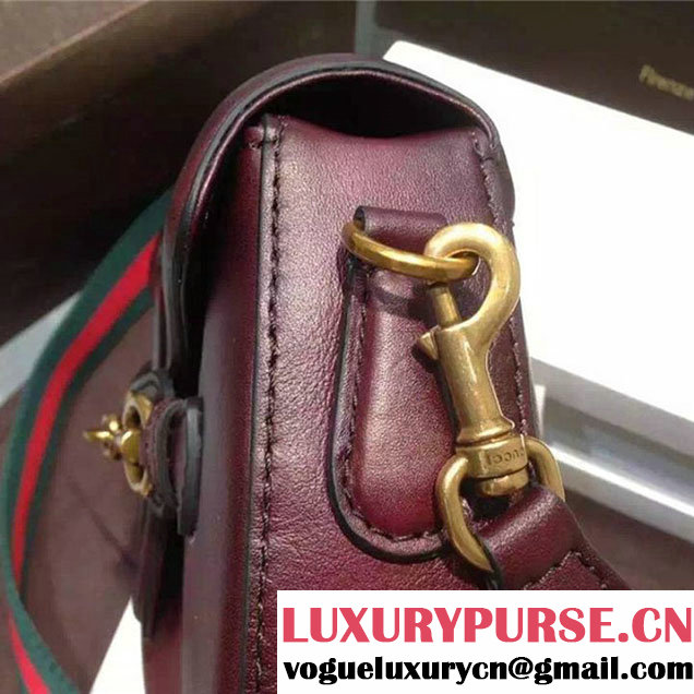 Gucci Lady Web Hand Stained Shoulder Original Leather Bag Burgundy