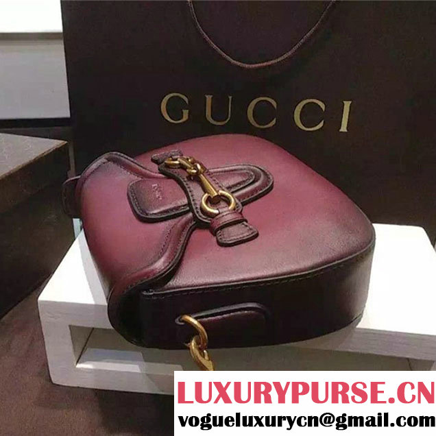 Gucci Lady Web Hand Stained Shoulder Original Leather Bag Burgundy