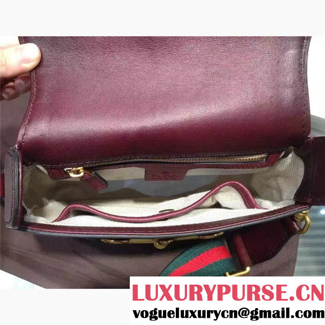Gucci Lady Web Hand Stained Shoulder Original Leather Bag Burgundy