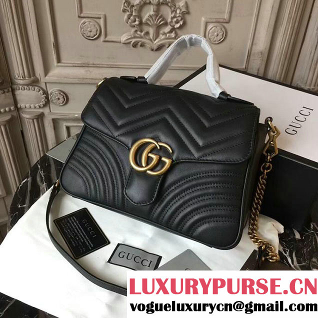 Gucci GG Marmont Small Top Handle Bag 27cm 498110 Black