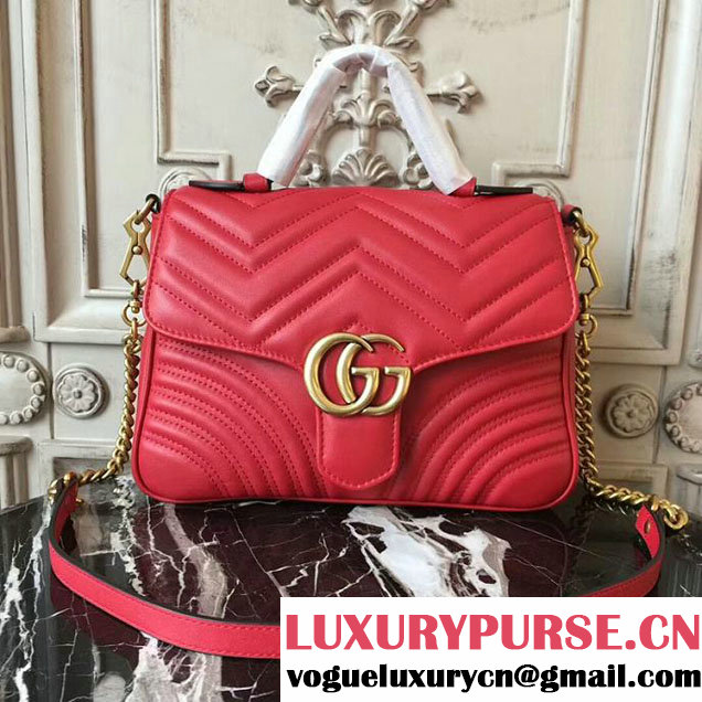 Gucci GG Marmont Small Top Handle Bag 27cm 498110 Red