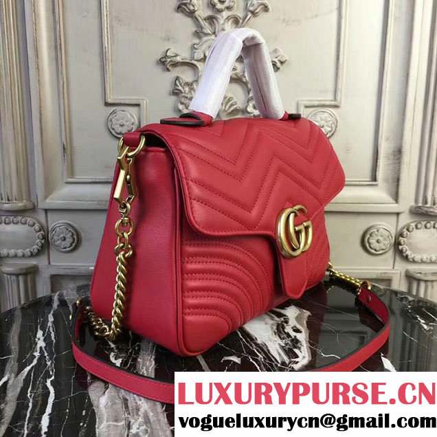 Gucci GG Marmont Small Top Handle Bag 27cm 498110 Red