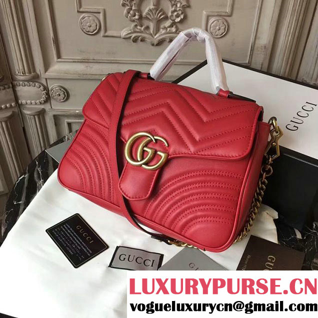 Gucci GG Marmont Small Top Handle Bag 27cm 498110 Red