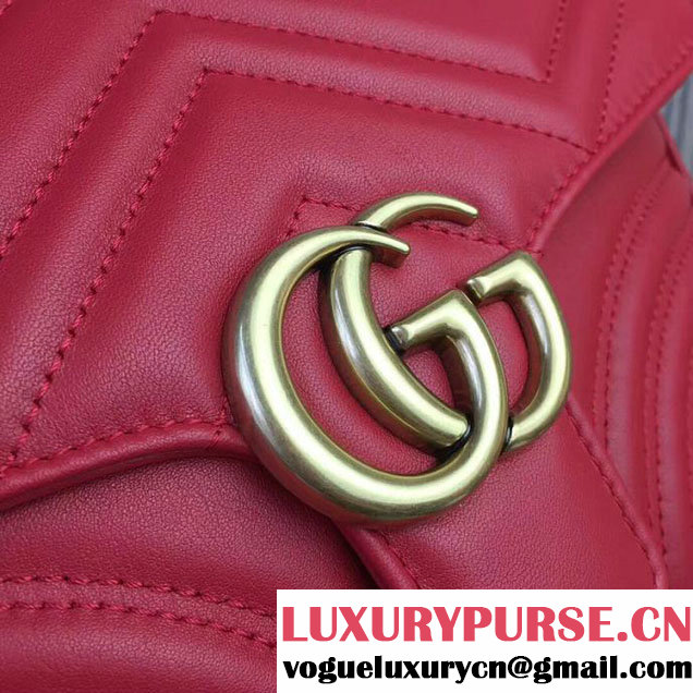 Gucci GG Marmont Small Top Handle Bag 27cm 498110 Red