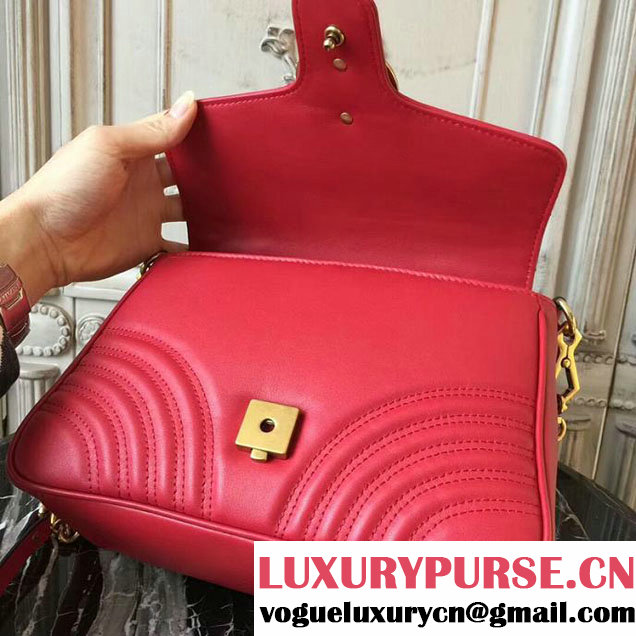 Gucci GG Marmont Small Top Handle Bag 27cm 498110 Red