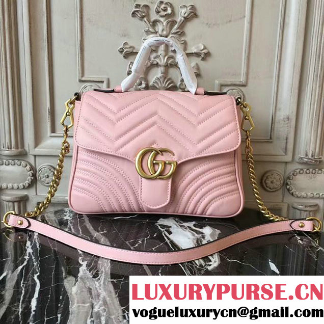 Gucci GG Marmont Small Top Handle Bag 27cm 498110 Pink