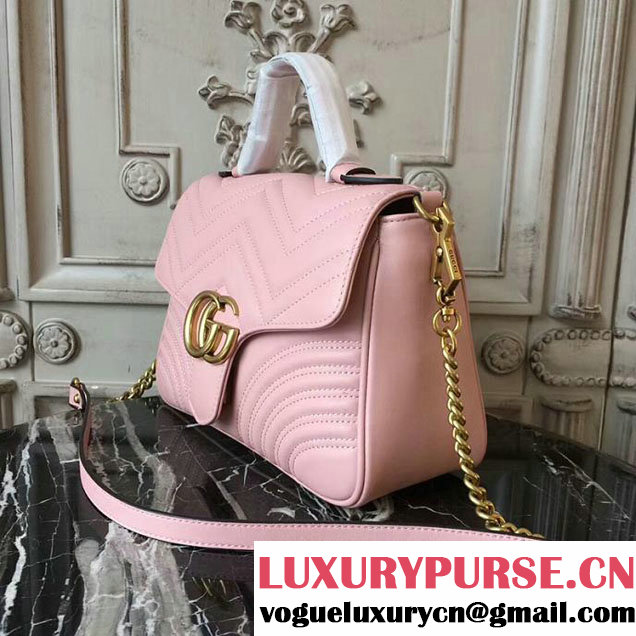 Gucci GG Marmont Small Top Handle Bag 27cm 498110 Pink