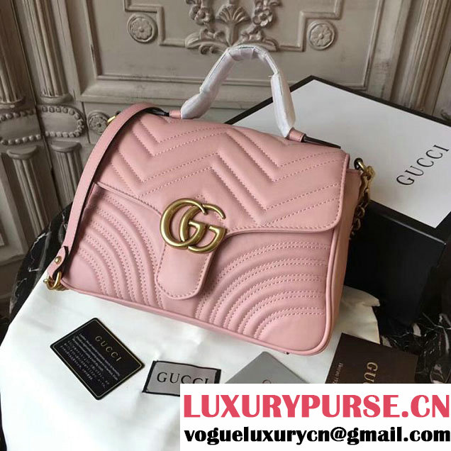 Gucci GG Marmont Small Top Handle Bag 27cm 498110 Pink