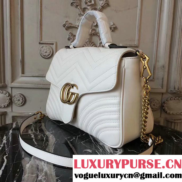 Gucci GG Marmont Small Top Handle Bag 27cm 498110 White