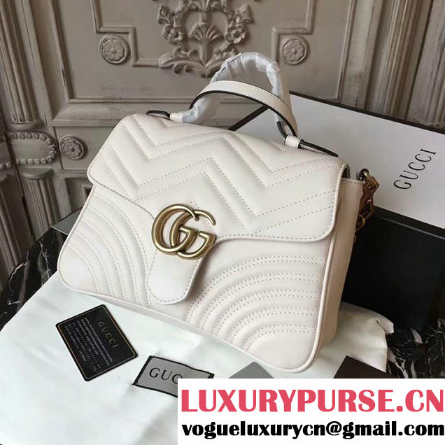 Gucci GG Marmont Small Top Handle Bag 27cm 498110 White