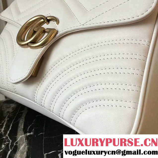Gucci GG Marmont Small Top Handle Bag 27cm 498110 White