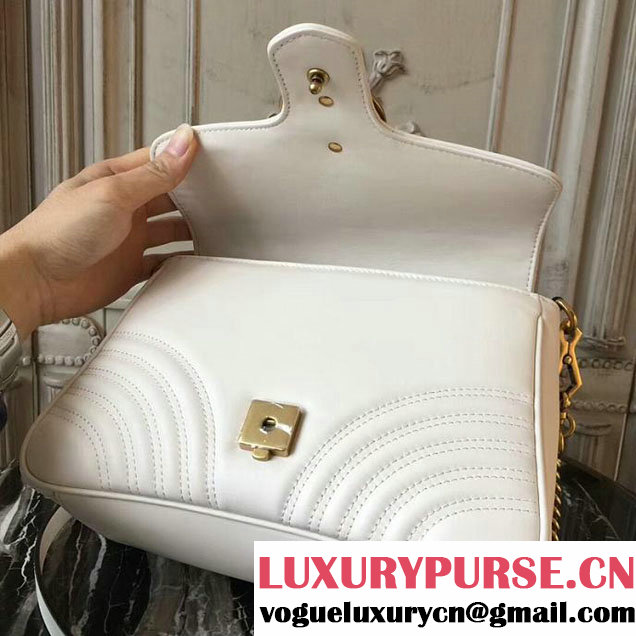 Gucci GG Marmont Small Top Handle Bag 27cm 498110 White