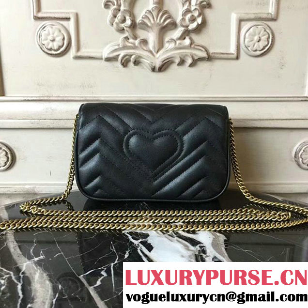 Gucci GG Marmont Matelasse Mini Shoulder Bag 17cm Black