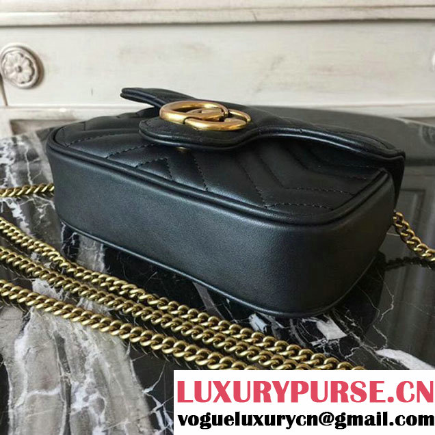 Gucci GG Marmont Matelasse Mini Shoulder Bag 17cm Black